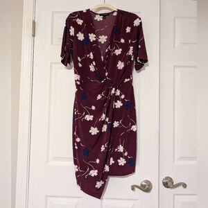Banana Republic Burgundy Floral Midi Dress